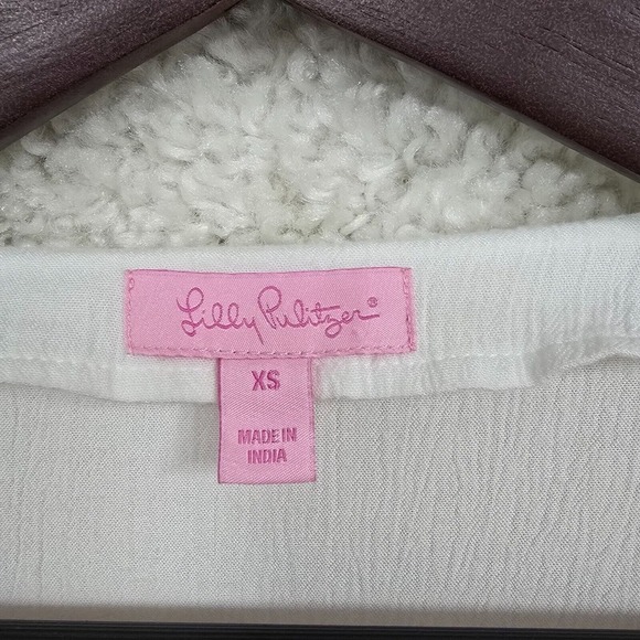 Lilly Pulitzer Top Womens XS White Dahle Embroidered Long Sleeve Beach Tropical - Picture 5 of 13